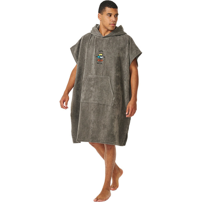 2024 Rip Curl Mens Logo Hooded Towel Changing Robe / Poncho 00GMTO - Cinzento
